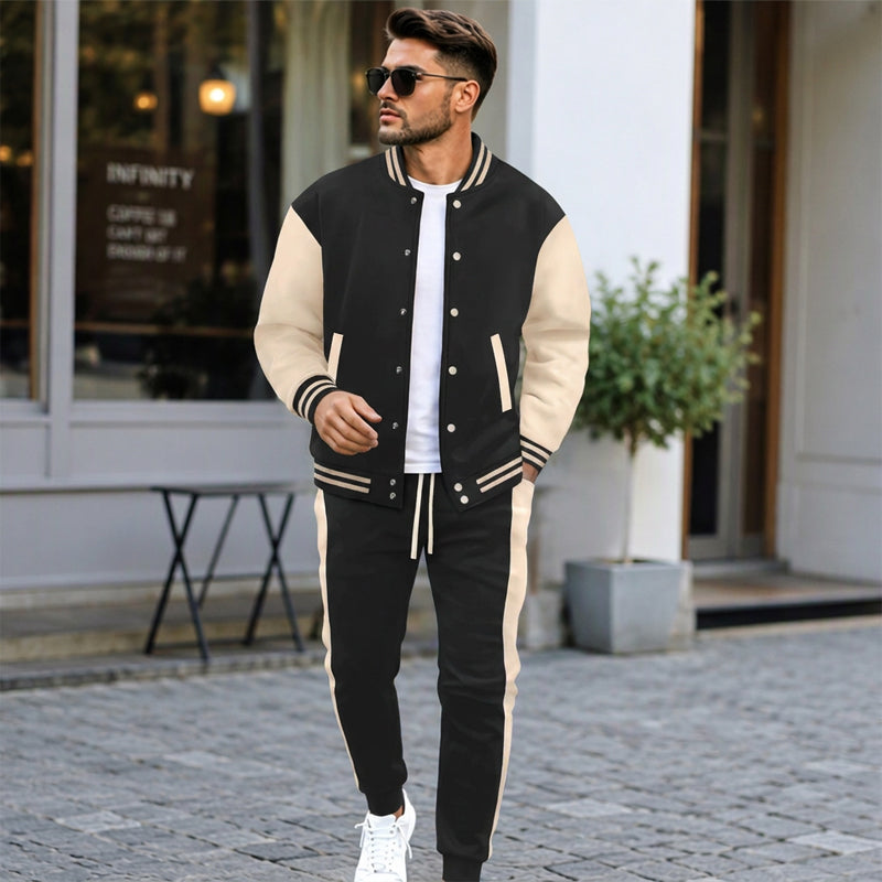 Herren-Baseballjacke und Hose im Color-Block-Design (Set)