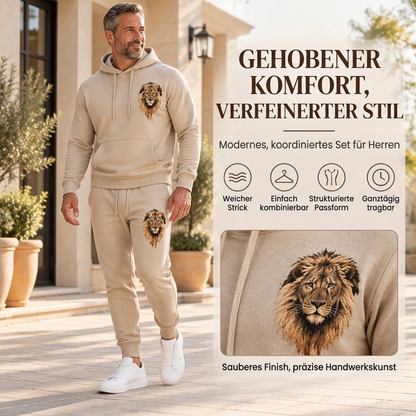 Herren Kapuzenpullover mit Löwenmotiv & Sweathose Set