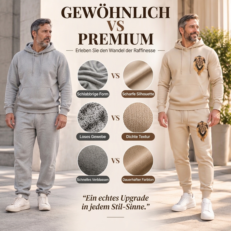 Herren Kapuzenpullover mit Löwenmotiv & Sweathose Set