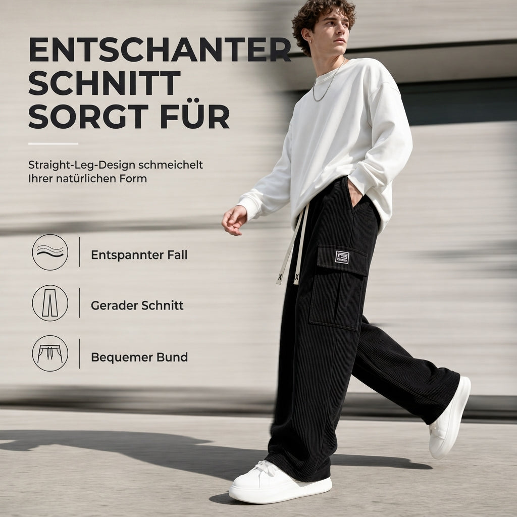 Herren Cord-Cargohose mit entspannter Passform