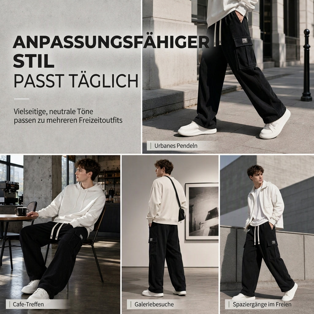 Herren Cord-Cargohose mit entspannter Passform