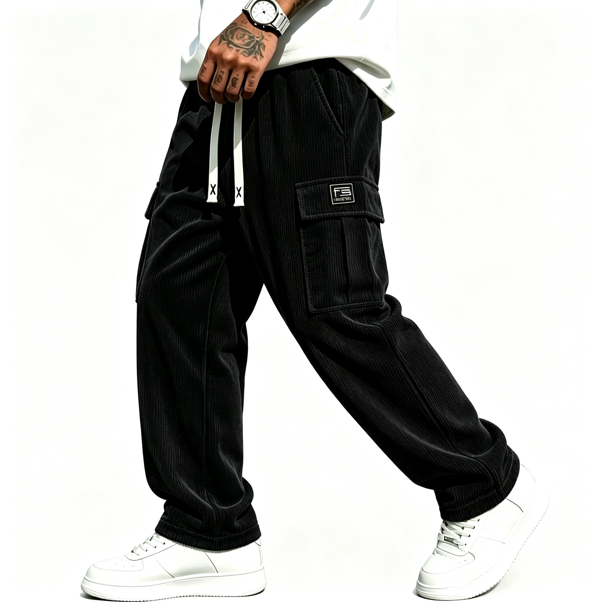 Herren Cord-Cargohose mit entspannter Passform