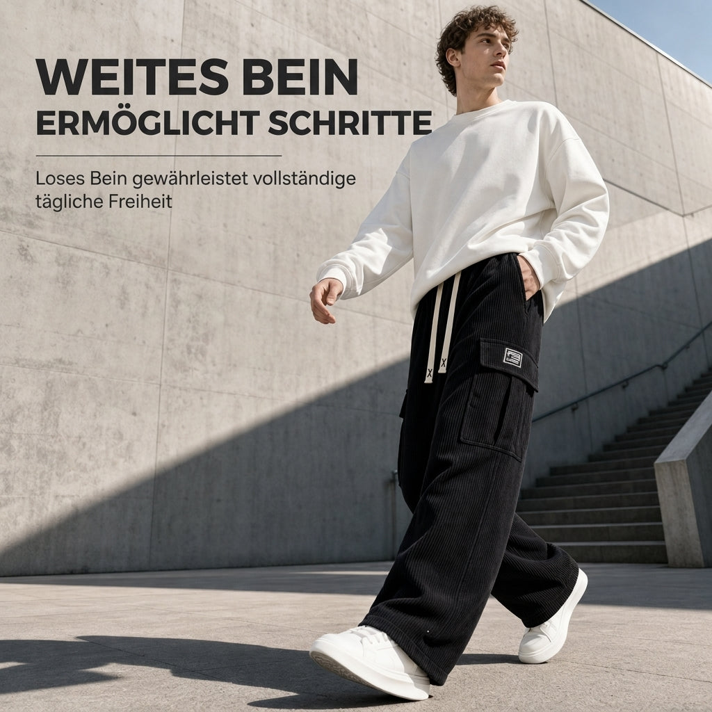 Herren Cord-Cargohose mit entspannter Passform