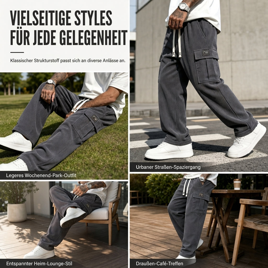 Herren Cord-Cargohose mit entspannter Passform