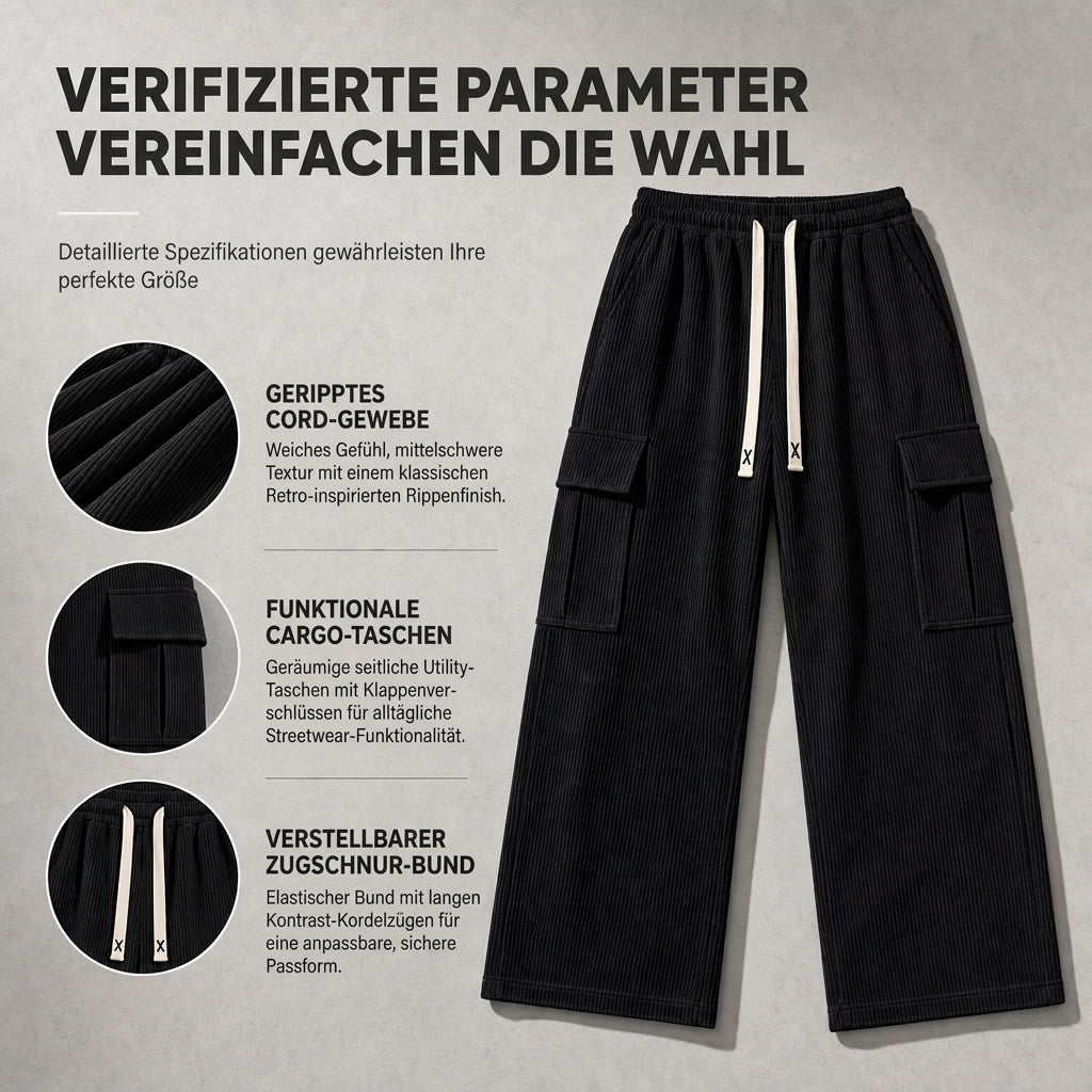 Herren Cord-Cargohose mit entspannter Passform