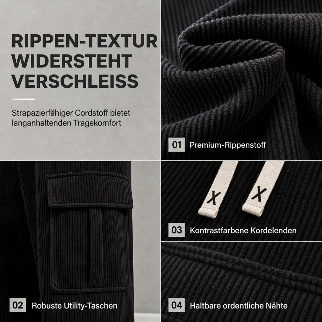 Herren Cord-Cargohose mit entspannter Passform