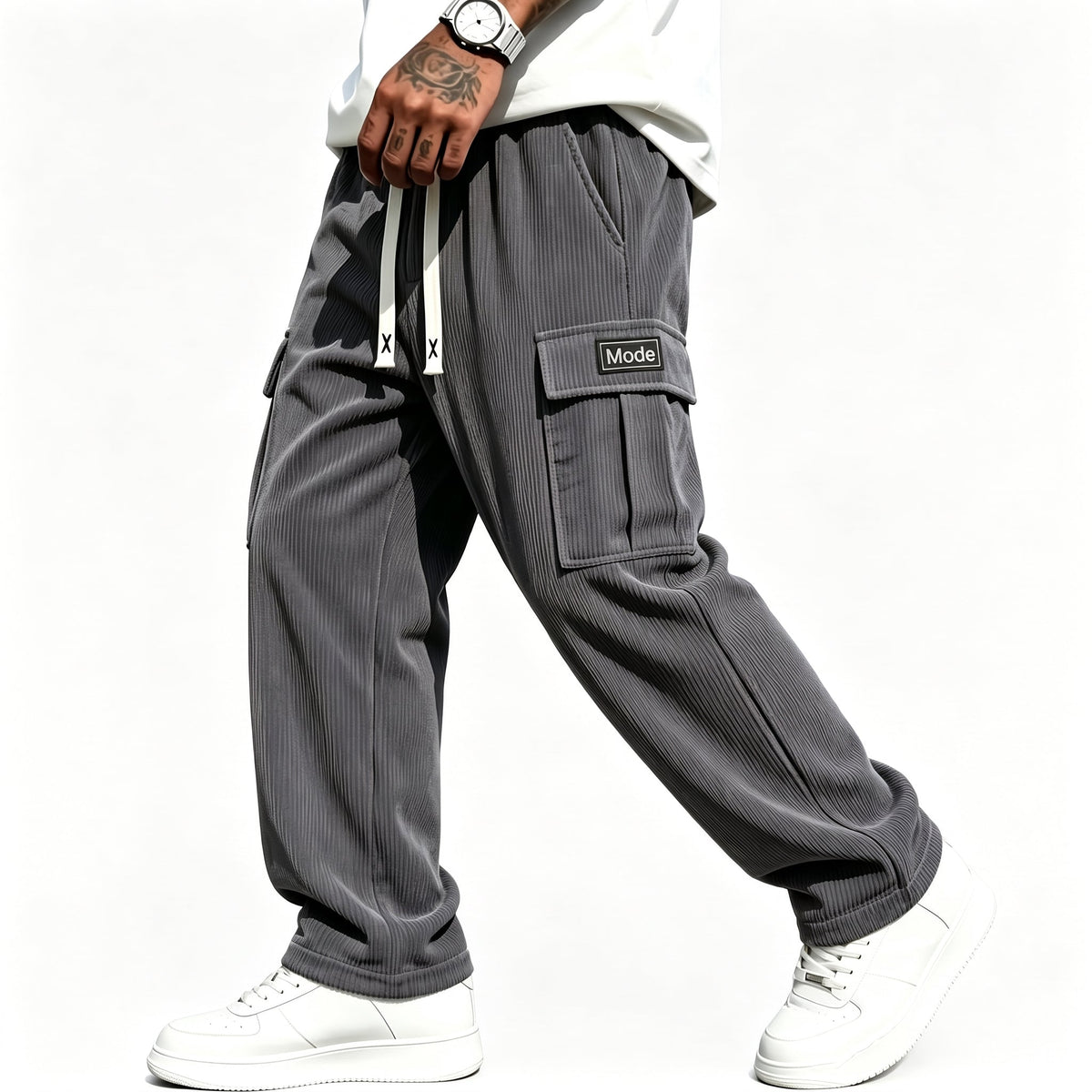 Herren Cord-Cargohose mit entspannter Passform