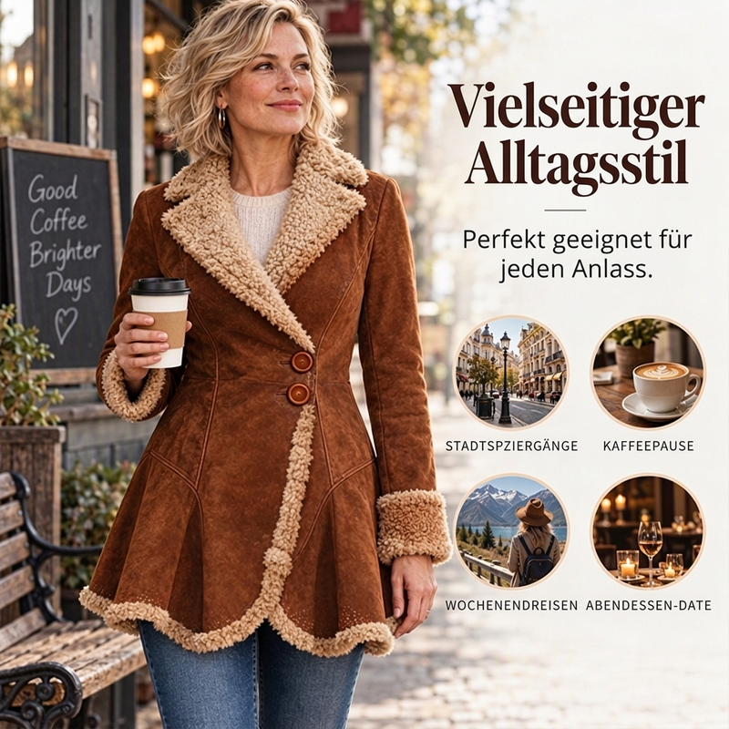📢🎉50%Rabatt!!!🛍️✨Damenjacke aus Kunstwildleder mit Shearling-Fütterung