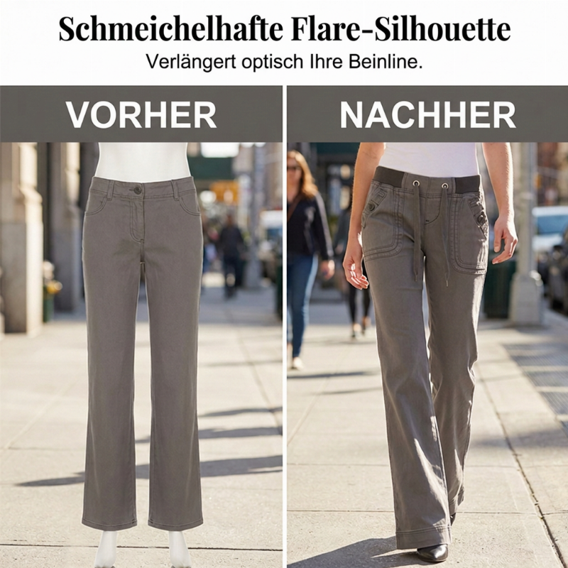 Hosen mit niedriger Taille, Schlaghosen mit Kordelzug