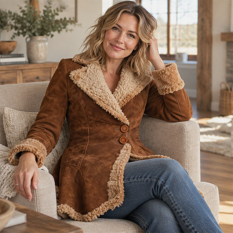 📢🎉50%Rabatt!!!🛍️✨Damenjacke aus Kunstwildleder mit Shearling-Fütterung