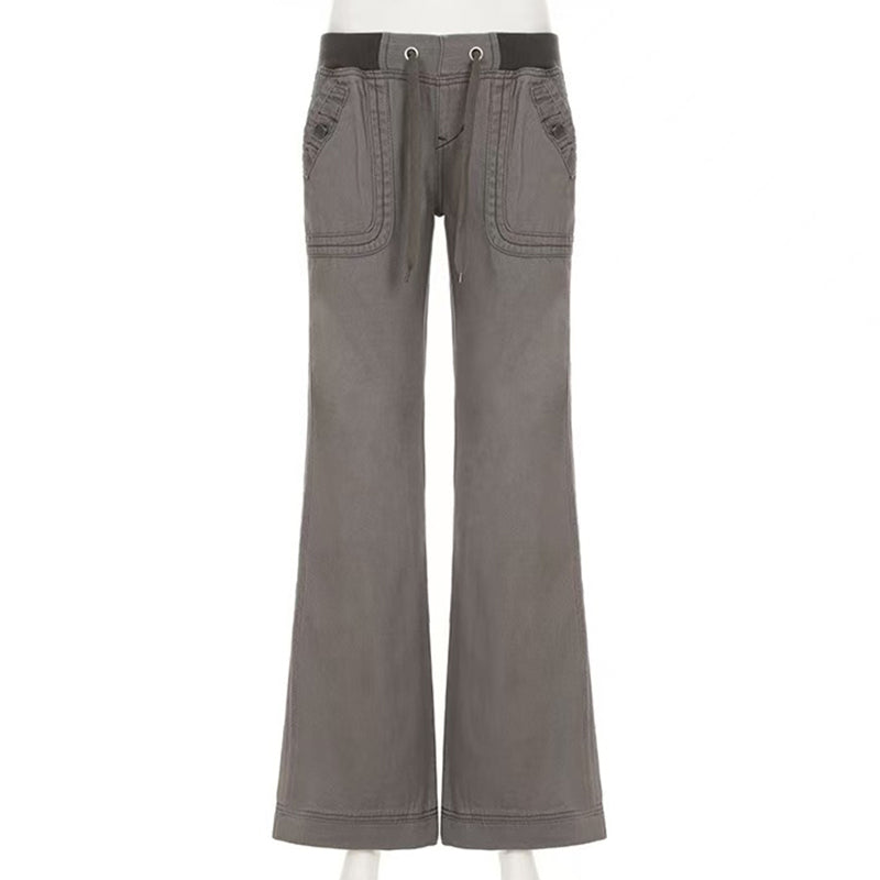 Hosen mit niedriger Taille, Schlaghosen mit Kordelzug