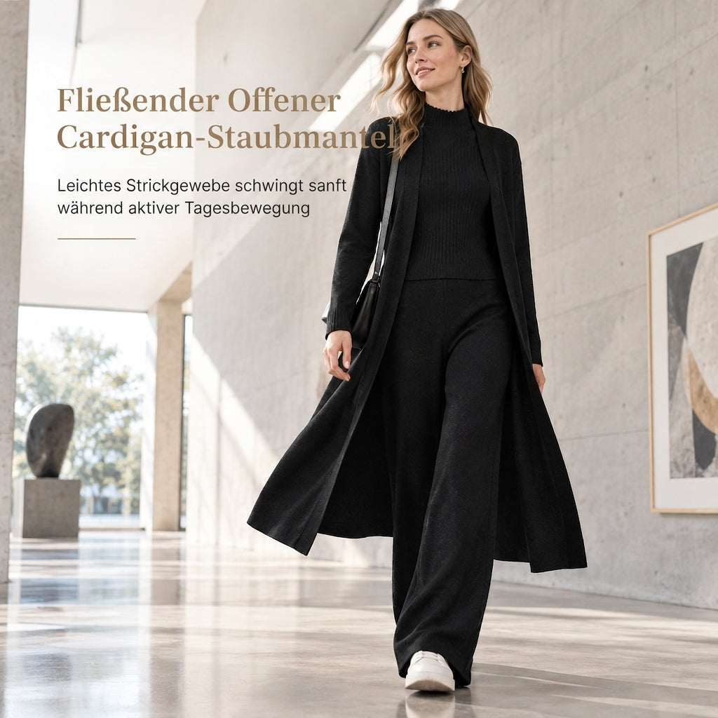 Lockeres 3-teiliges Strickset für Damen für Herbst und Winter: Weste ohne Ärmel, Strickjacke und Hosen-Outfit