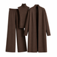 Lockeres 3-teiliges Strickset für Damen für Herbst und Winter: Weste ohne Ärmel, Strickjacke und Hosen-Outfit