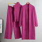 Lockeres 3-teiliges Strickset für Damen für Herbst und Winter: Weste ohne Ärmel, Strickjacke und Hosen-Outfit