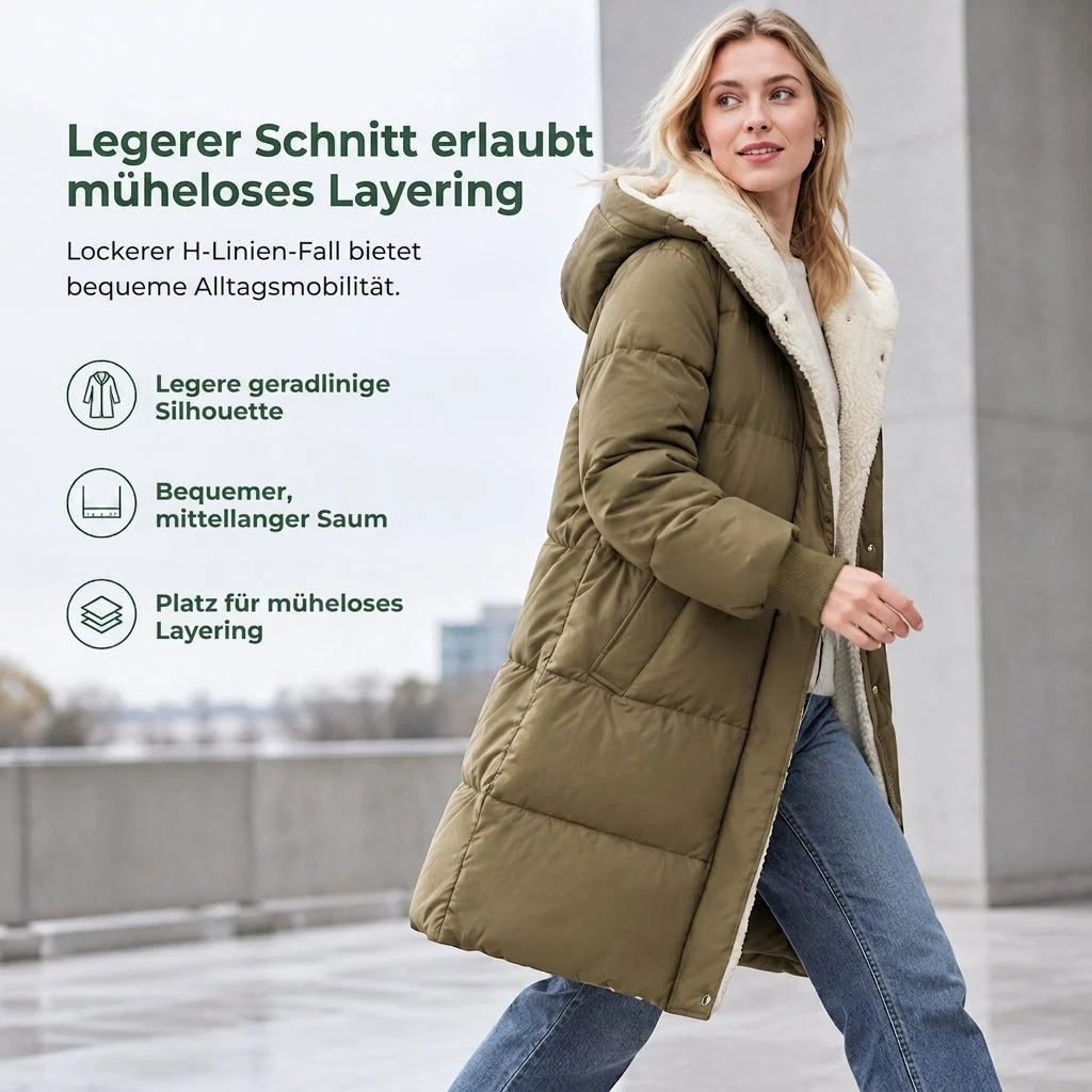 📢🎉50%Rabatt!!!🛍️✨Mittellanger wattierter Damenmantel mit Kapuze
