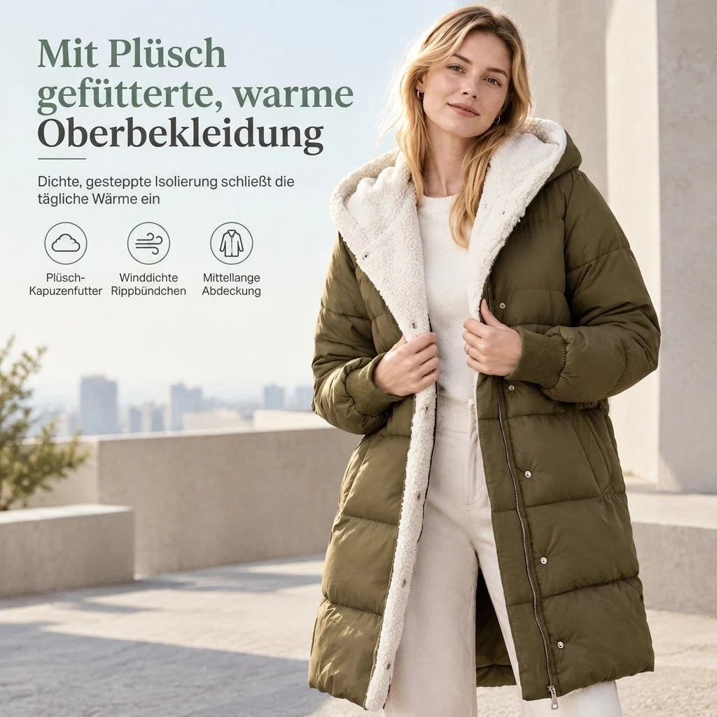 📢🎉50%Rabatt!!!🛍️✨Mittellanger wattierter Damenmantel mit Kapuze