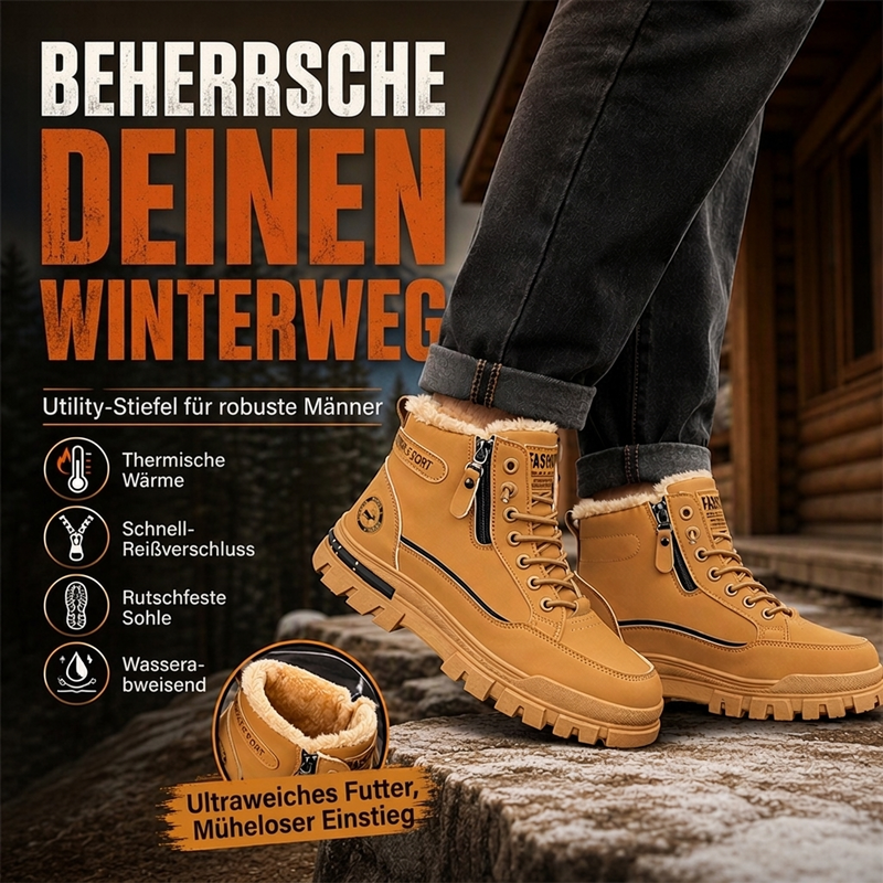 ❄️🥾 Warme Winterstiefel für Herren mit rutschfester Sohle & weichem Futter | Keine kalten Füße, kein Ausrutschen – Warm & sicher durch den Winter ✨