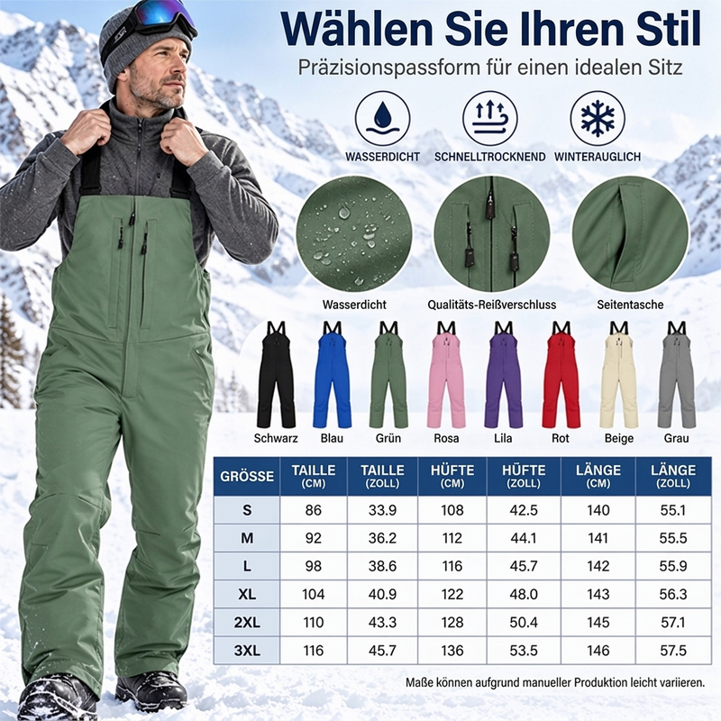 ❄️🎿 Wasser- & schneefeste Unisex-Skihose mit Hosenträgern | Kein nasser Po, kein Abrutschen – Warm & sicher auf der Piste ✨