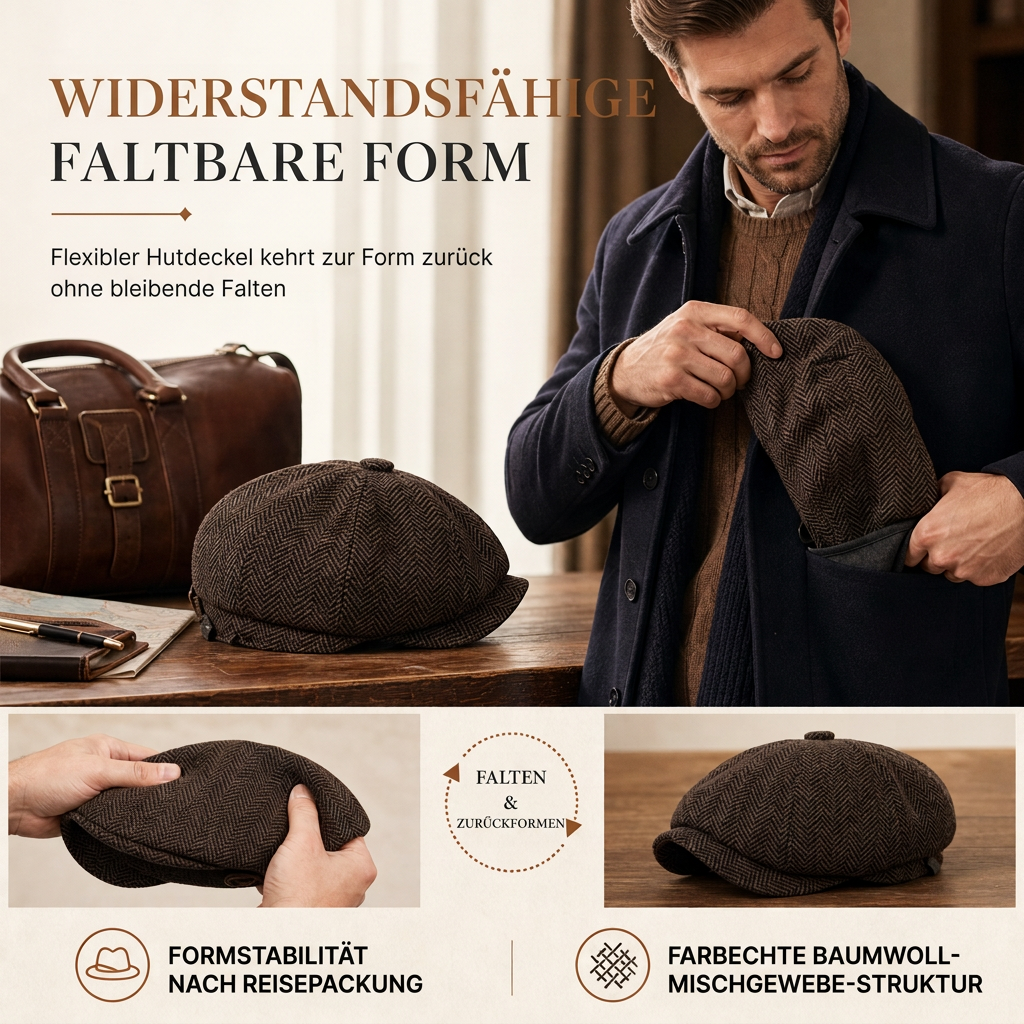 📢🎉50%Rabatt!!!🛍️✨Vintage British Stil Newsboy Kappe für Herren und Damen Klassisch Casual Flache Kappe Achteckige Baskenmütze