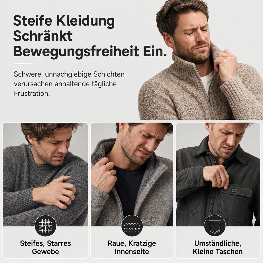 📢🎉50%Rabatt!!!🛍️✨Karierter flauschiger Kapuzen-Reißverschluss-Mantel für Herren mit zwei Brusttaschen mit Klappe