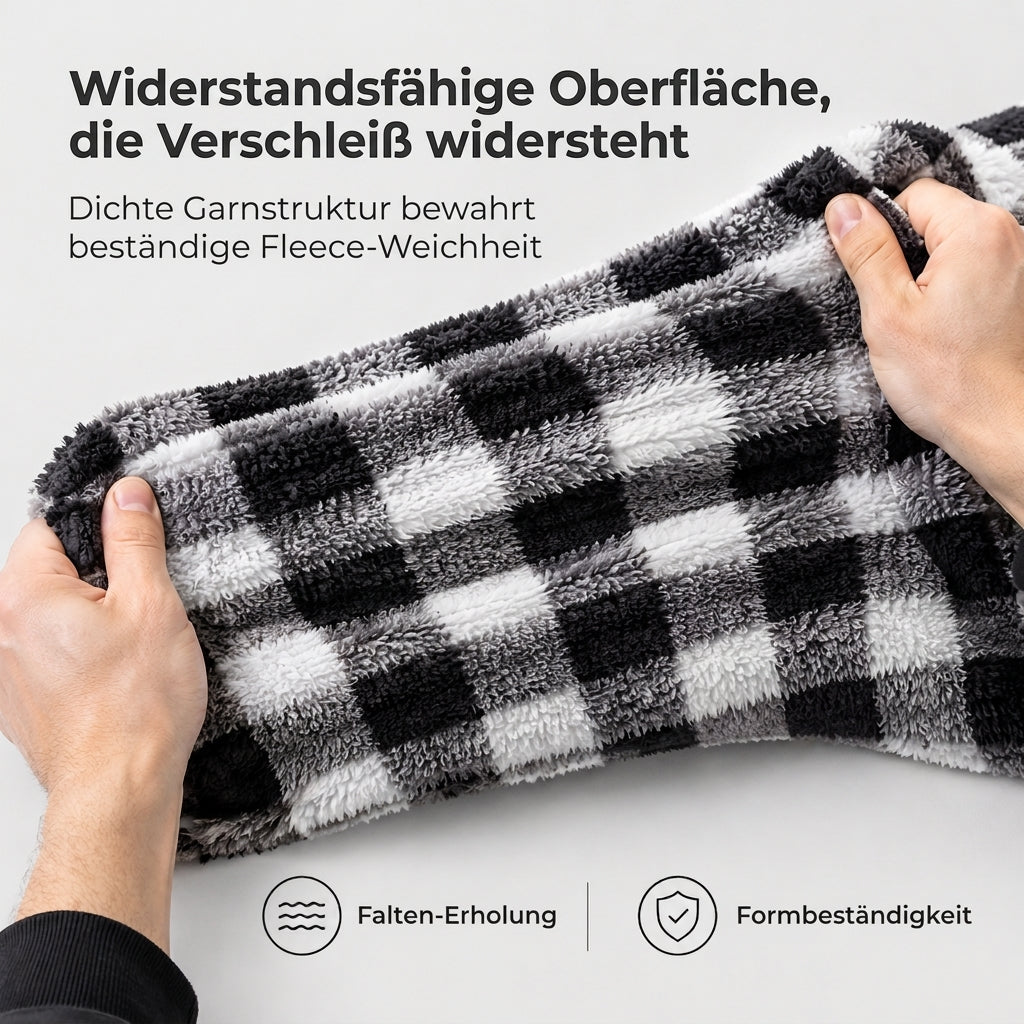📢🎉50%Rabatt!!!🛍️✨Karierter flauschiger Kapuzen-Reißverschluss-Mantel für Herren mit zwei Brusttaschen mit Klappe