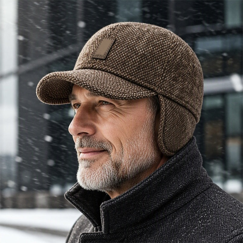 🧢 Herren Baseballkappe mit Ohrenklappen | Kein kalter Kopf, kein abnehmbares Zubehör – Warm, praktisch & stylisch für den Winter ✨