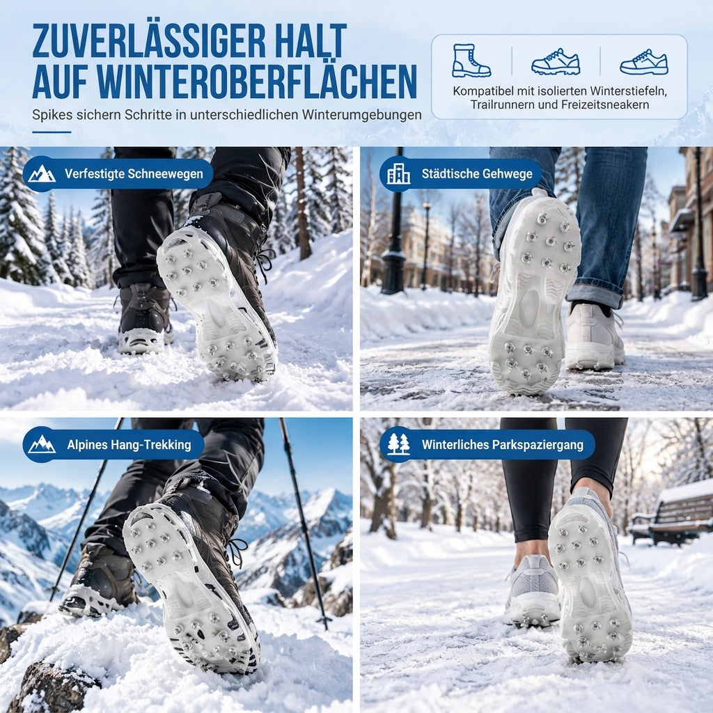 👟 ⏰Countdown läuft! Aktion endet bald!⏰ Rutschfeste Schuhstollen, Grödel, Traktionsspitzen und Schuhüberzüge für Gehen im Schnee und Outdoor-Bergsteigen