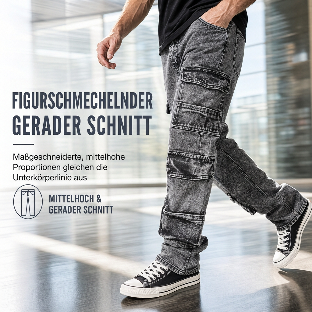 📢🎉50%Rabatt!!!🛍️✨Retro gewaschene Cargo-Jeans mit weitem Bein, Y2K High-Street-Denim-Hose mit Taschen