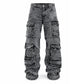 📢🎉50%Rabatt!!!🛍️✨Retro gewaschene Cargo-Jeans mit weitem Bein, Y2K High-Street-Denim-Hose mit Taschen