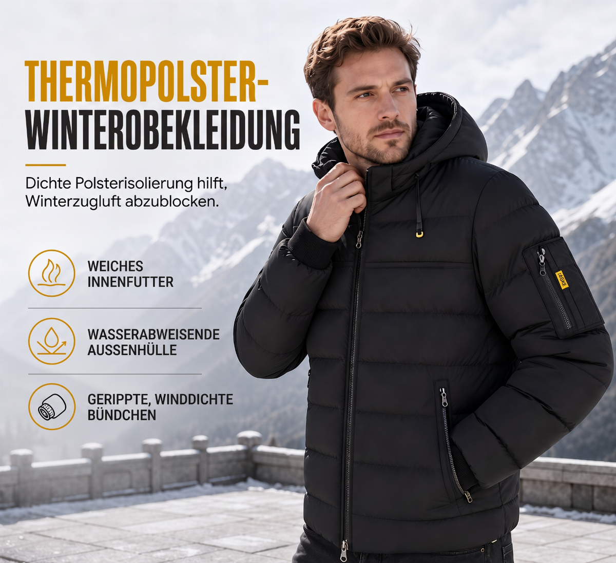 📢📢50% Rabatt!!! 🎉✨Lässige, warme, isolierte Winterjacke für Herren, kurz und wattiert