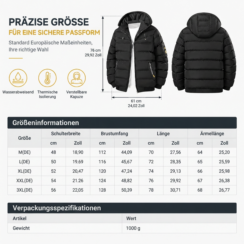 📢📢50% Rabatt!!! 🎉✨Lässige, warme, isolierte Winterjacke für Herren, kurz und wattiert