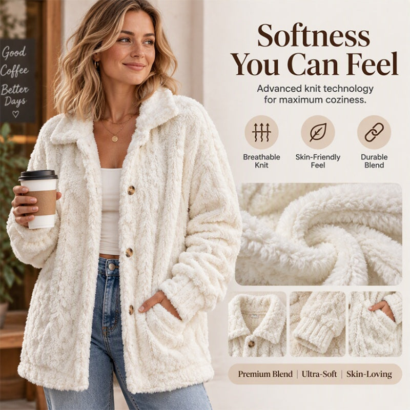 📢📢50% Rabatt!!! 🎉✨Damen lässige Plüschjacke mit Knopfleiste