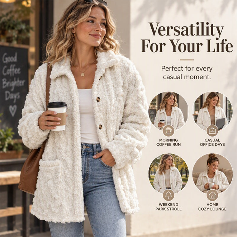 📢📢50% Rabatt!!! 🎉✨Damen lässige Plüschjacke mit Knopfleiste