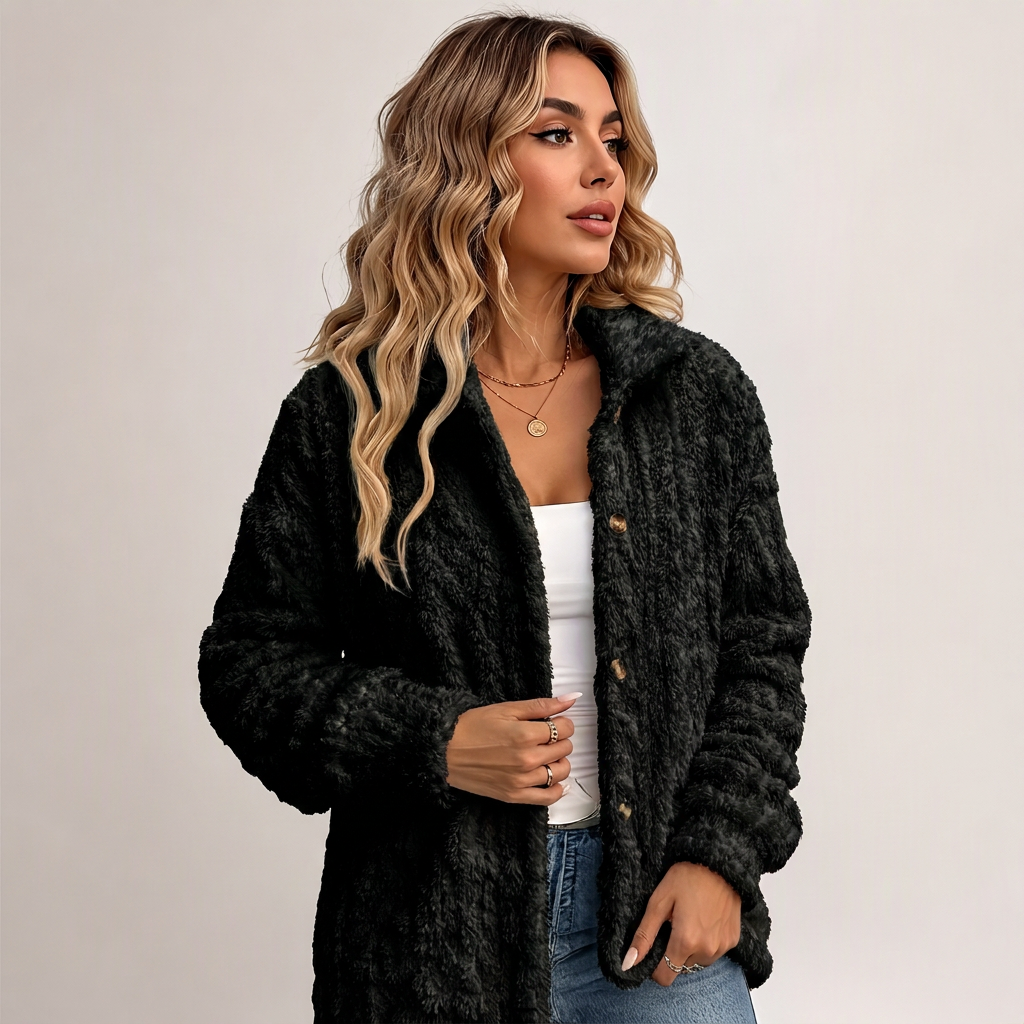 📢📢50% Rabatt!!! 🎉✨Damen lässige Plüschjacke mit Knopfleiste