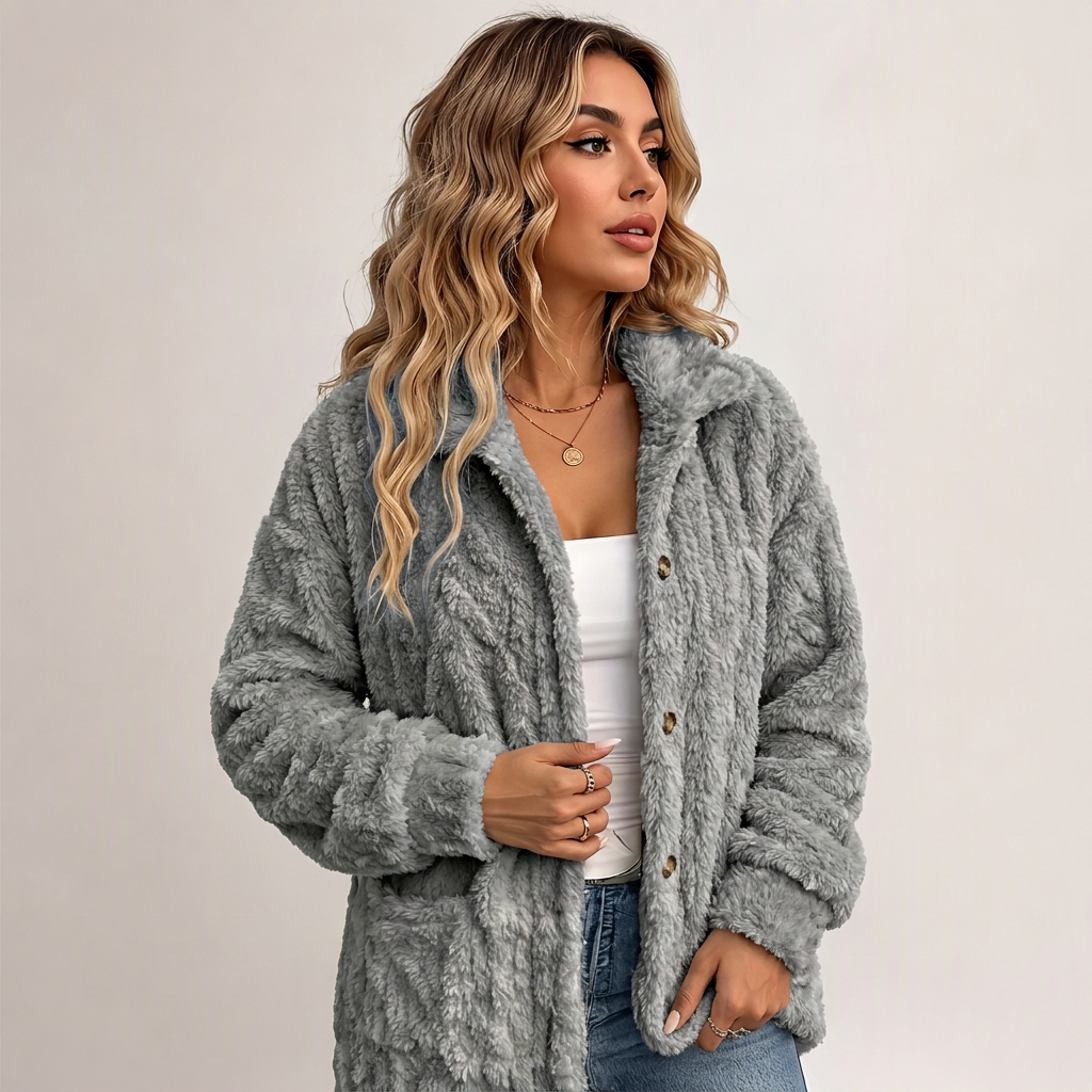 📢📢50% Rabatt!!! 🎉✨Damen lässige Plüschjacke mit Knopfleiste