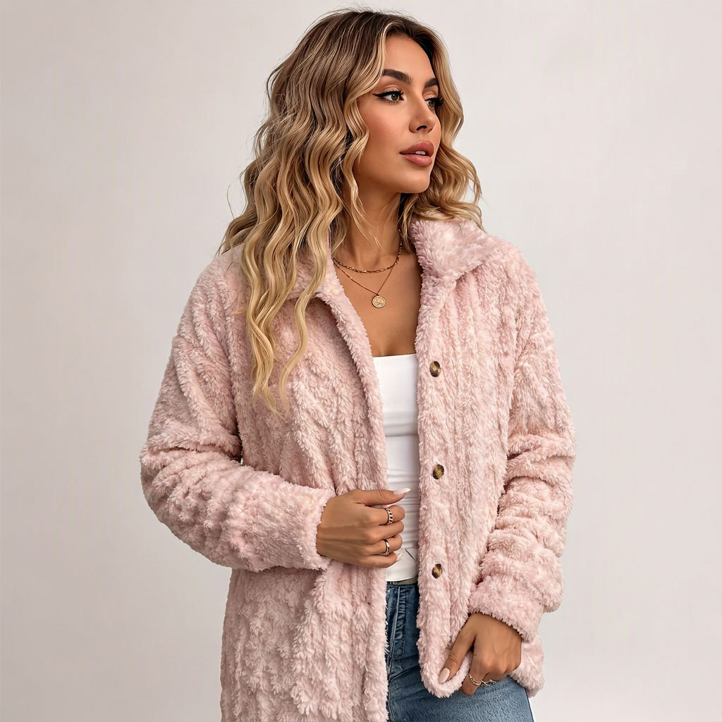 📢📢50% Rabatt!!! 🎉✨Damen lässige Plüschjacke mit Knopfleiste