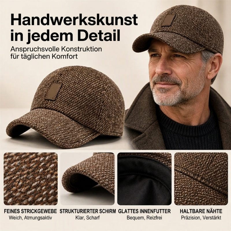 🧢 Herren Baseballkappe mit Ohrenklappen | Kein kalter Kopf, kein abnehmbares Zubehör – Warm, praktisch & stylisch für den Winter ✨