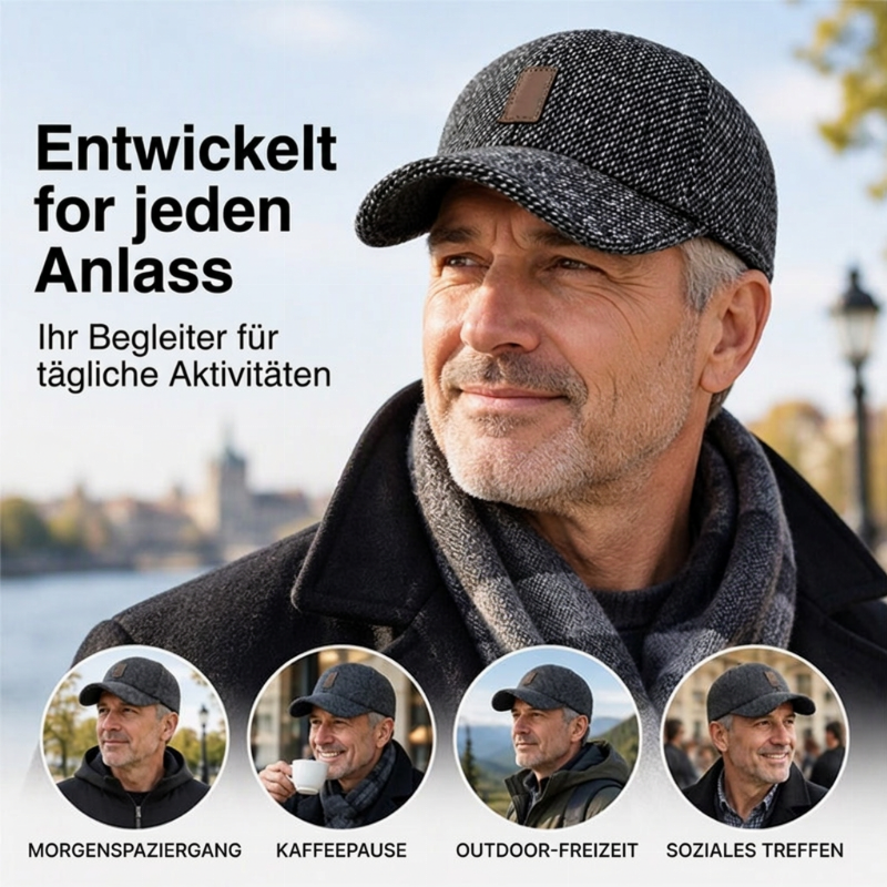 🧢 Herren Baseballkappe mit Ohrenklappen | Kein kalter Kopf, kein abnehmbares Zubehör – Warm, praktisch & stylisch für den Winter ✨