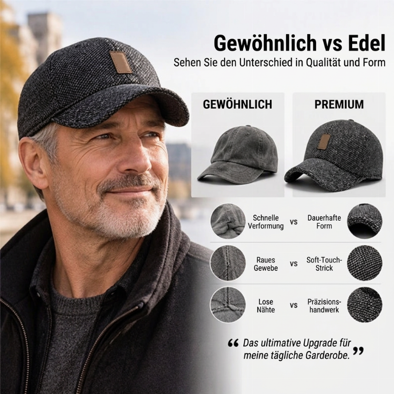 🧢 Herren Baseballkappe mit Ohrenklappen | Kein kalter Kopf, kein abnehmbares Zubehör – Warm, praktisch & stylisch für den Winter ✨