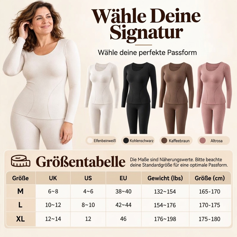 🔥💖 Damen Nahtloses Selbstwärmendes Thermounterwäsche-Set | Keine Kälte, kein Kratzen & keine störenden Nähte – Weich, wärmend & bequem unter jeder Kleidung ✨