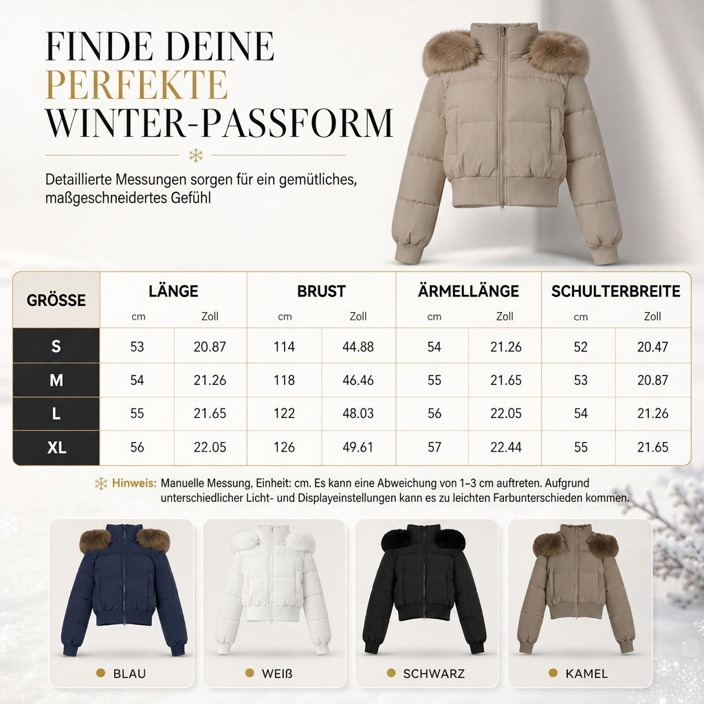 📢🎉50%Rabatt!!!🛍️✨Kurze gepolsterte Winterkapuzenjacke für Damen mit Pelzkragen
