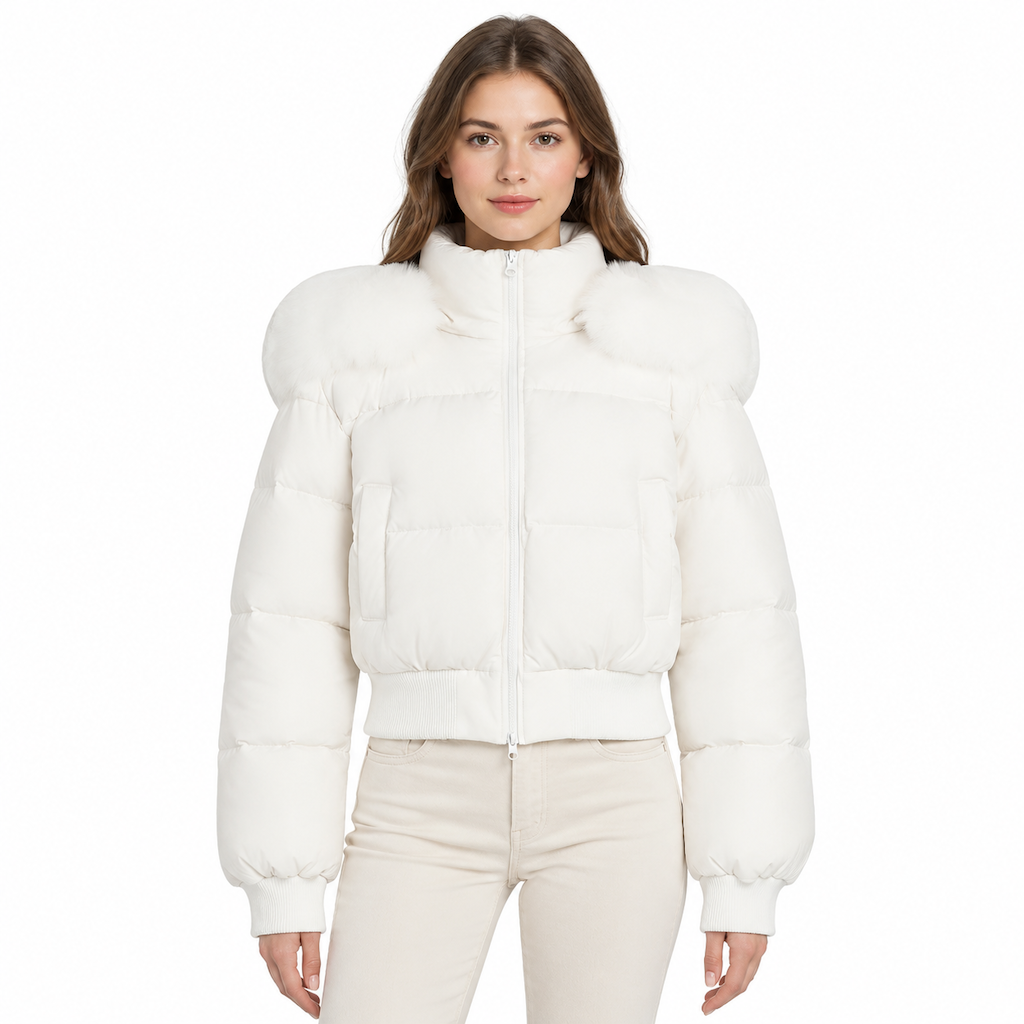 📢🎉50%Rabatt!!!🛍️✨Kurze gepolsterte Winterkapuzenjacke für Damen mit Pelzkragen