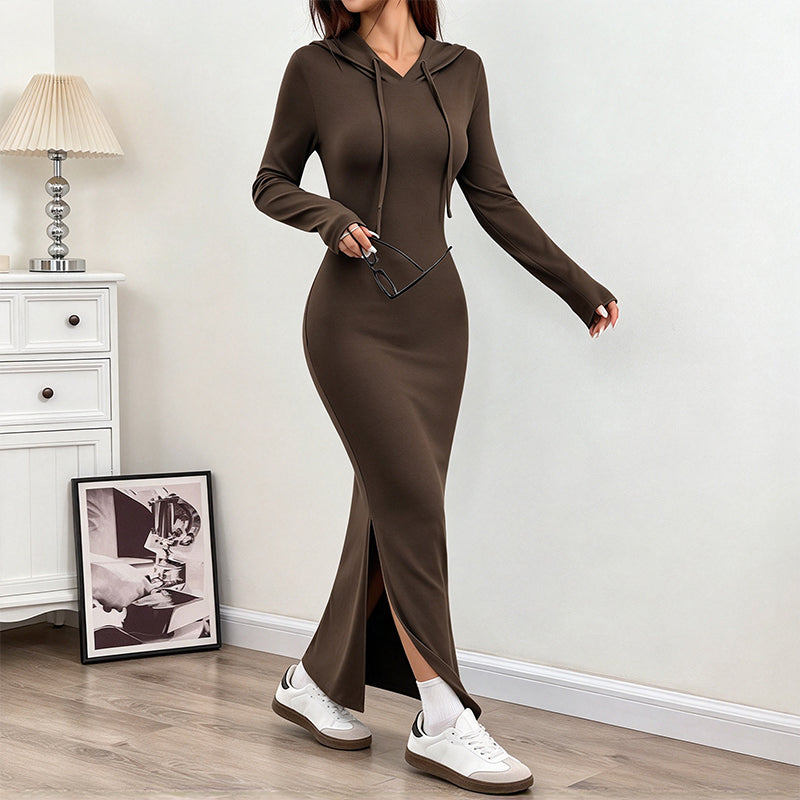 📢🎉50%Rabatt!!!🛍️✨Damen figurbetontes ärmelloses Midikleid mit Kapuze