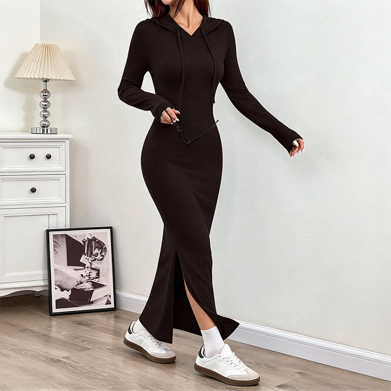 📢🎉50%Rabatt!!!🛍️✨Damen figurbetontes ärmelloses Midikleid mit Kapuze