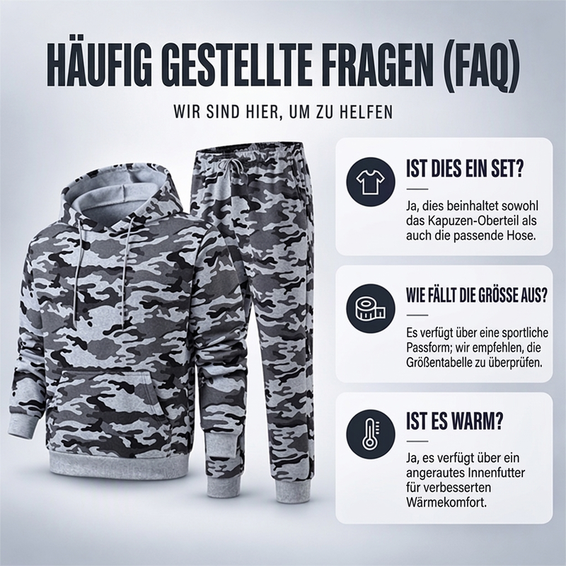 📢🎉50%Rabatt!!!🛍️✨Herren-Kapuzenpullover und Hosen-Set mit Plüschfutter, Camouflage-Muster