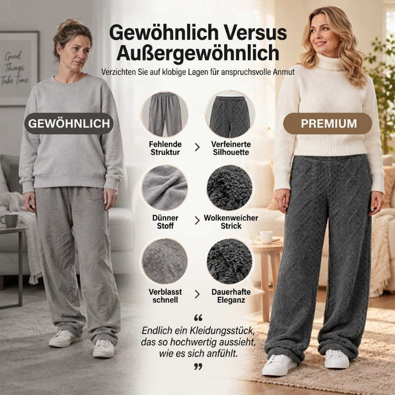 📢🎉50%Rabatt!!!🛍️✨Damen Plüsch strukturierte weitbeinige Loungehose