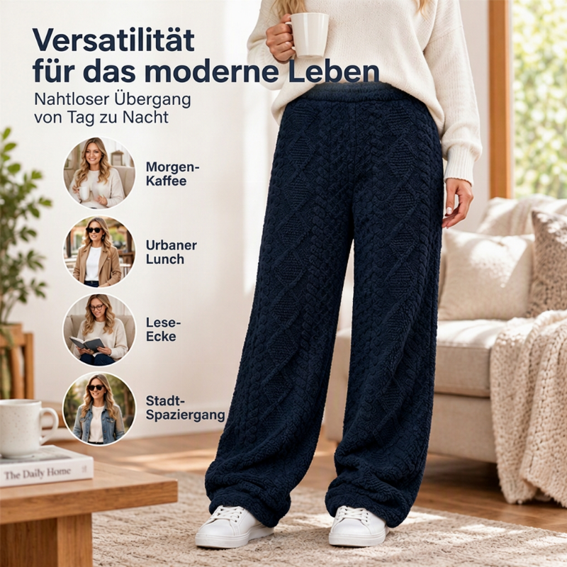 📢🎉50%Rabatt!!!🛍️✨Damen Plüsch strukturierte weitbeinige Loungehose