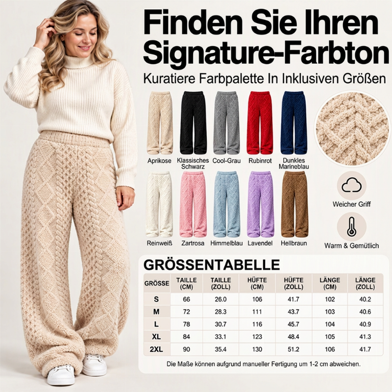 📢🎉50%Rabatt!!!🛍️✨Damen Plüsch strukturierte weitbeinige Loungehose