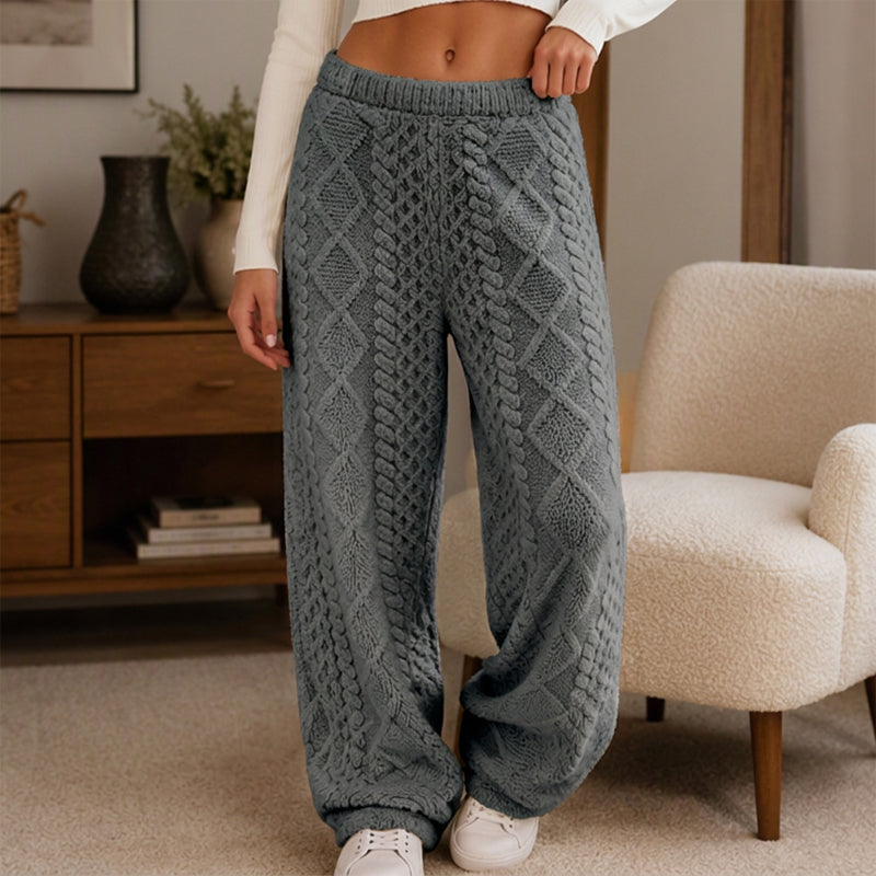 📢🎉50%Rabatt!!!🛍️✨Damen Plüsch strukturierte weitbeinige Loungehose
