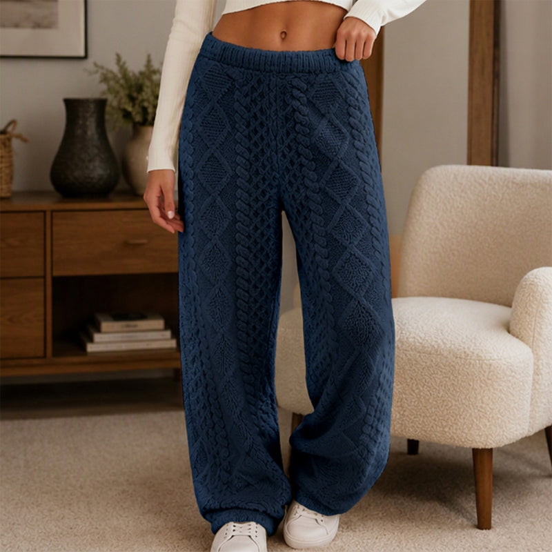 📢🎉50%Rabatt!!!🛍️✨Damen Plüsch strukturierte weitbeinige Loungehose